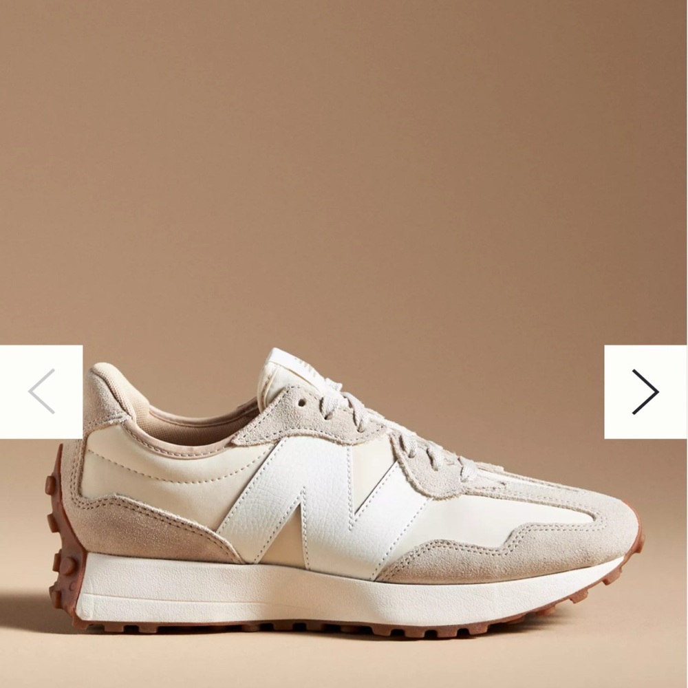 New Balance  Cream and Tan Sneakers